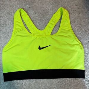 Nike Women's Neon Yellow Sports Bra with Black Band